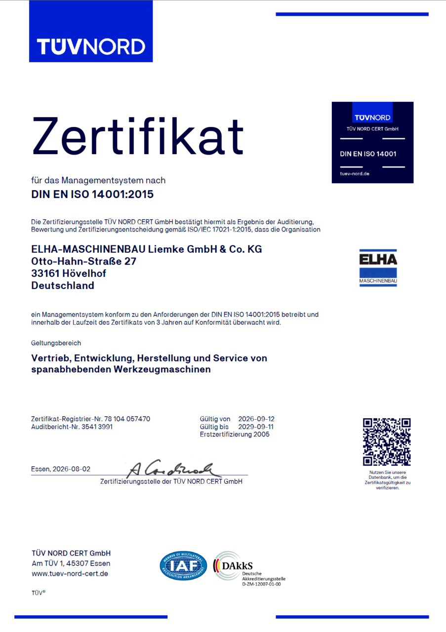 Zertifikat - DIN EN ISO 14001:2015