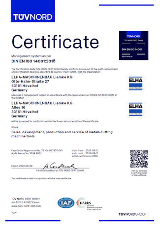 Certificate - DIN EN ISO 14001:2015