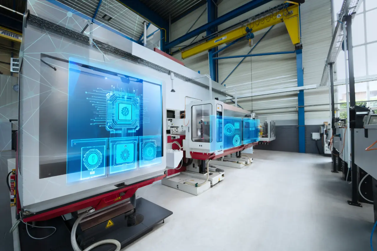 Beispiel Industrieller Maschinen in der Fertigung von ELHA-MASCHINENBAU, deren Maschinendaten im Training ausgewertet werden.